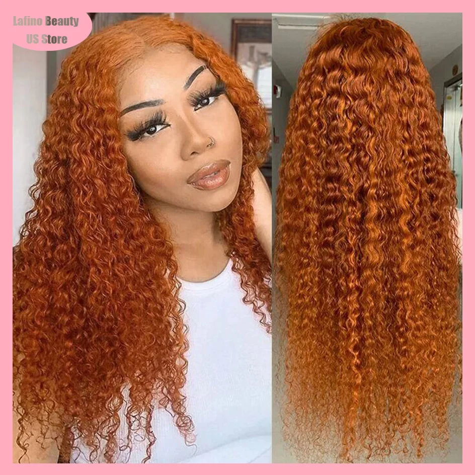 Lafino Orange Ginger 13x4 Hd Lace Frontal Wigs Deep Curly 13x6 Hd Lace Frontal Wig Water Wave Curly Lace Front Human Hair Wig