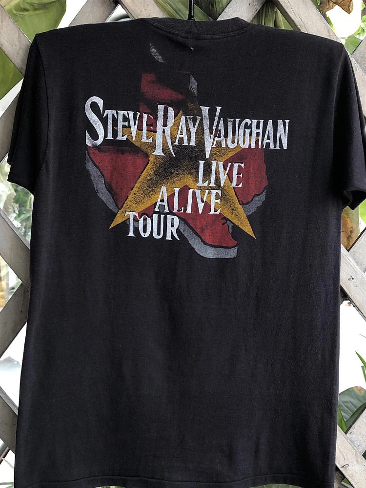 Stevie Ray Vaughan Portrait Chic Hip Hop Short Sleeve T-Shirt Men Loose Fit Cotton Youthful Print Creative Interest Casual Wear