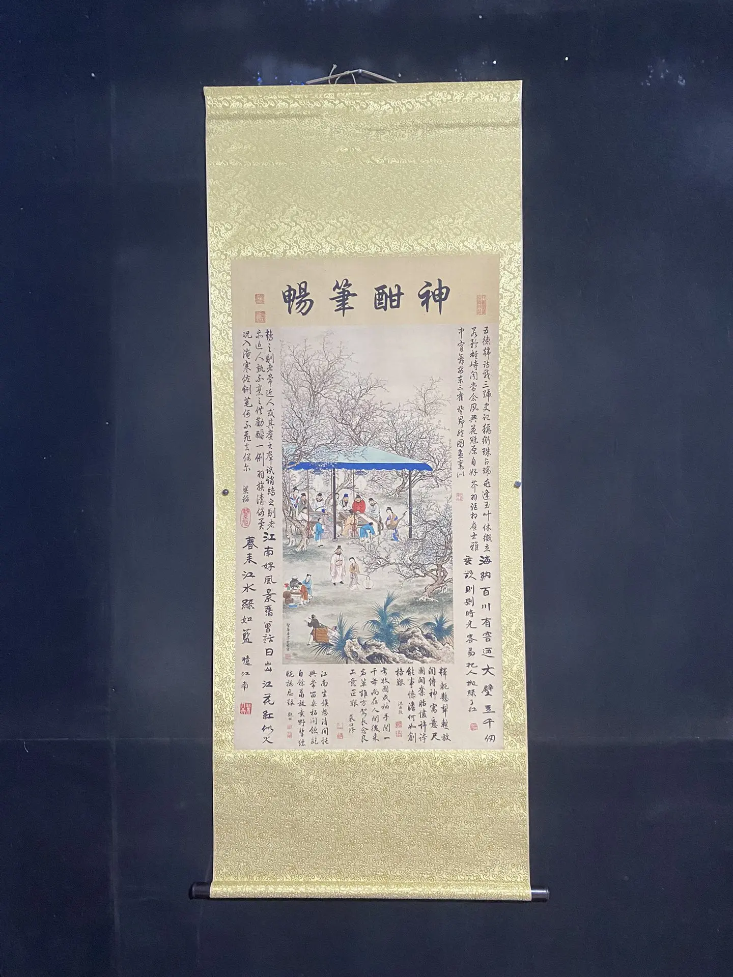 

Подлинная картина династии Мин от Ding Yunpeng titled «Персиковый Grove» на бумаге Сюань, сфотографированная в реальном времени, измерение четырех ф.