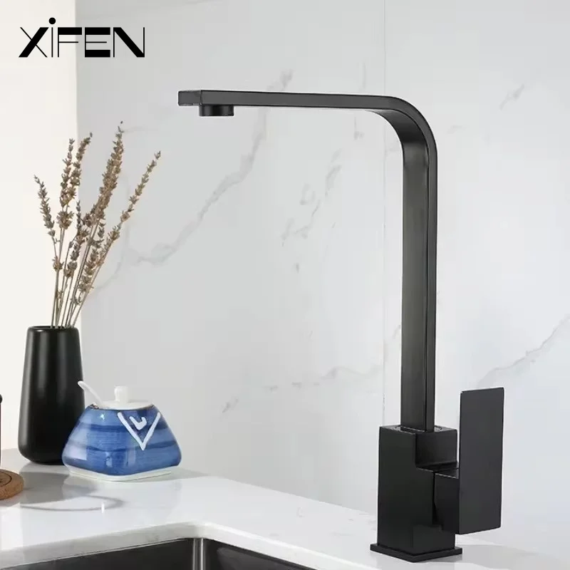 

Black Kitchen Sink Faucet Hot and Cold Water Faucet Simple and Stylish Tap 360° Rotate Mixer Stainless Steel Kitchen Faucet