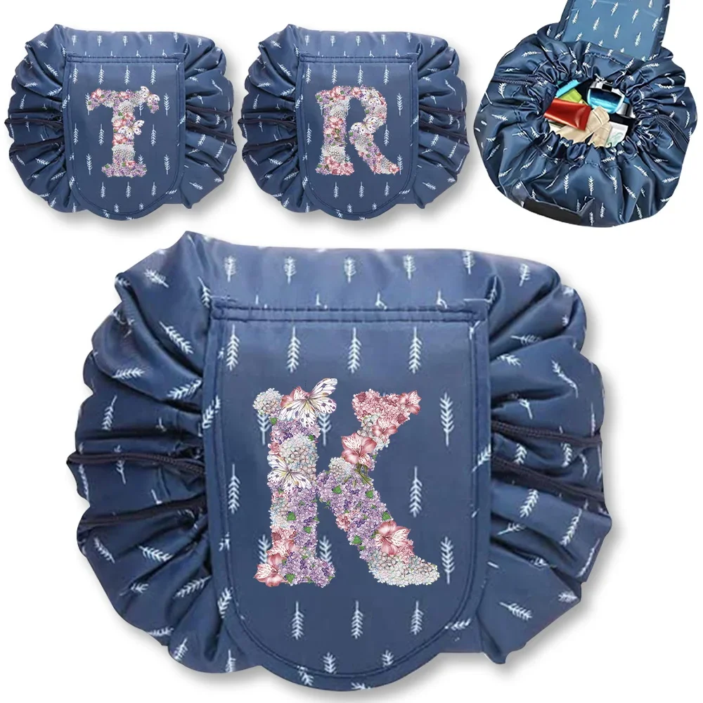 Women Cosmetic Bag Makeup Pouch Travel Bag Lipstick Organizer Cases Fashion Rose Flower Pattern Women's Drawstring Makeup Bag