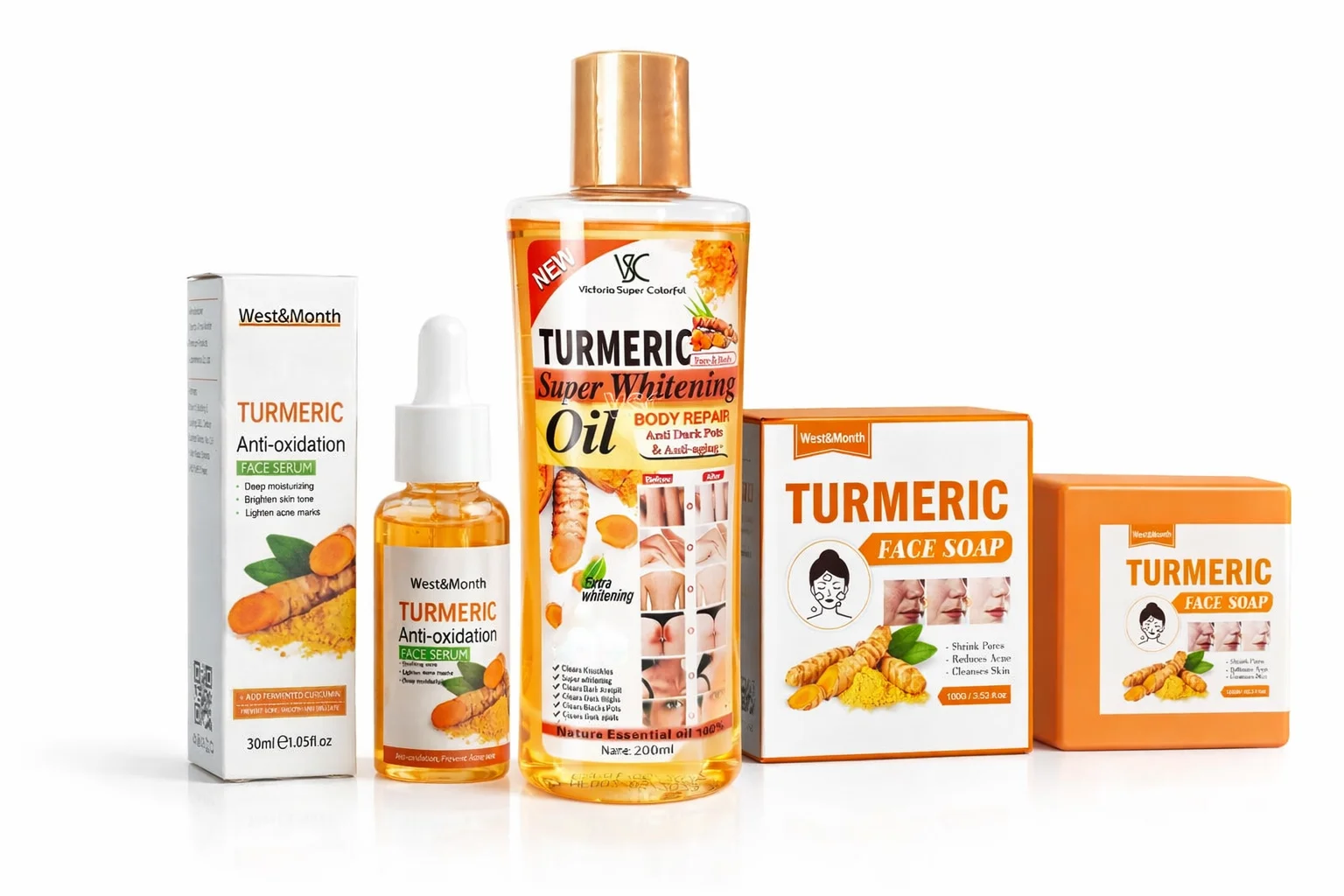 Turmeric Face Whitening Serum Turmeric Anti-oxidation Serum Turmeric Dark Spot Corrector Serum Facial Brighten Turmeric Oil Soap