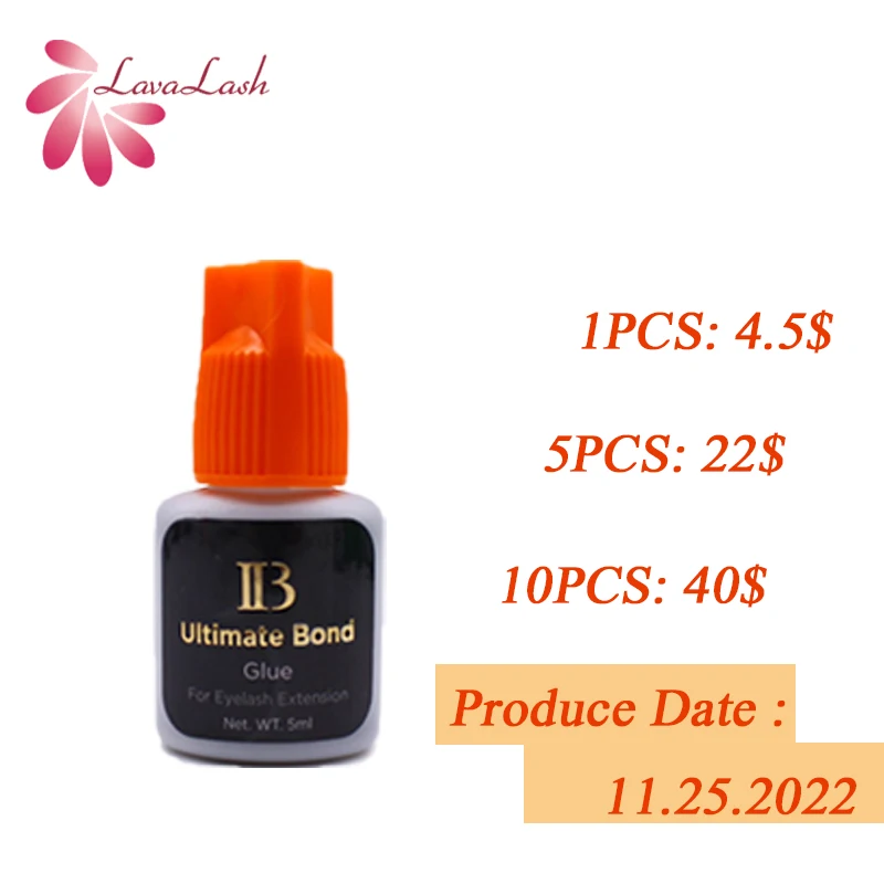 IB Ultimate Bond-pegamento para extensiones de pestañas, 5m, bajo olor, sin irritación, adhesivo, tapa naranja, herramientas de belleza, 5 botellas