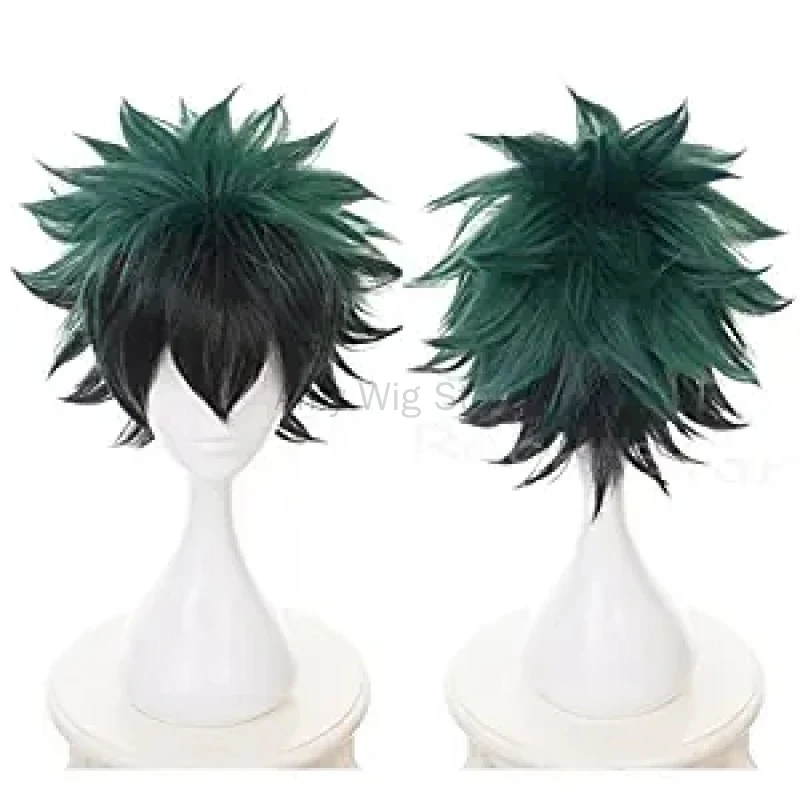 

Short Green Curly Wig Izuku Midoriya Wig Anime Cosplay Halloween Christmas Carnival Dress Up Role Play Party Wig