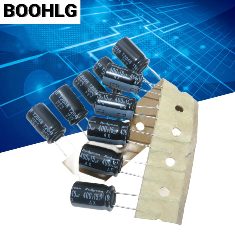 10PCS 15UF 400V RUBYCON electrolytic capacitor 400V 15UF 10X16 AX