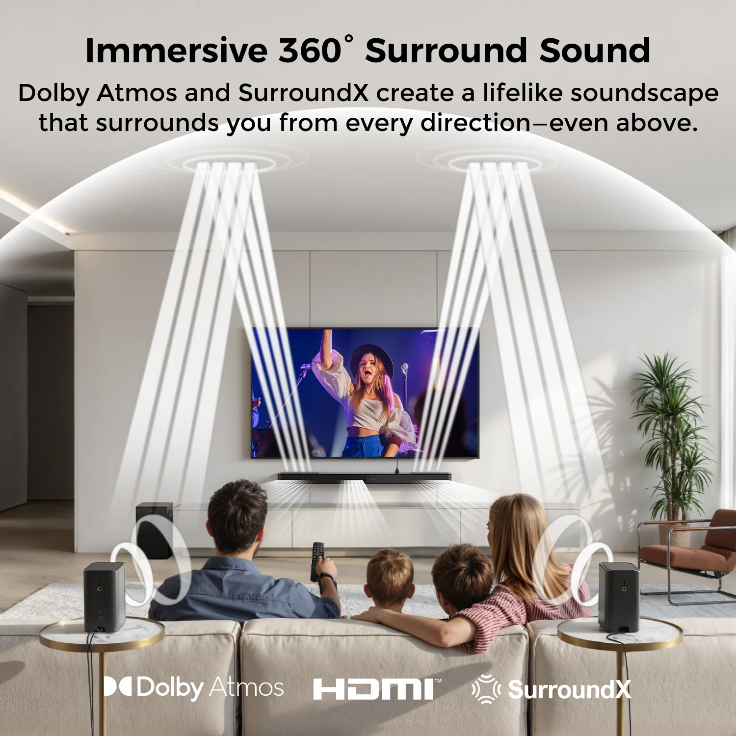 Barra de som ULTIMEA 5.1.2ch com Dolby Atmos, sistema de som surround para TV com 2 alto-falantes surround, barra de som para Smart TV, 2025