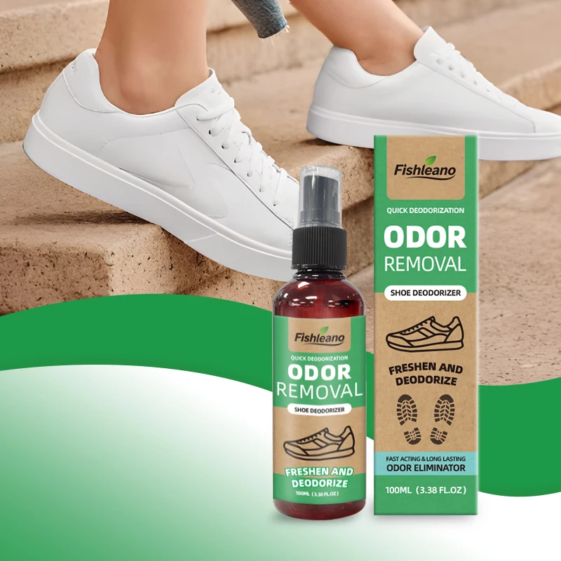 Fishleano Shoe Deodorizer Spray 100ml Foot Odor Eliminator for Sneakers Boots Athletic Shoes Freshener