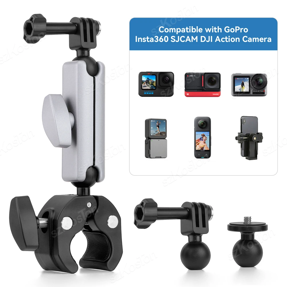 دراجة نارية المقود مرآة جبل ، قوس الدراجة ، حامل ل DJI oomo ، insta360 ، عمل الكاميرا ، اكسسوارات ل GoPro 12 ، 11 ، 10 ، 9 ، 8