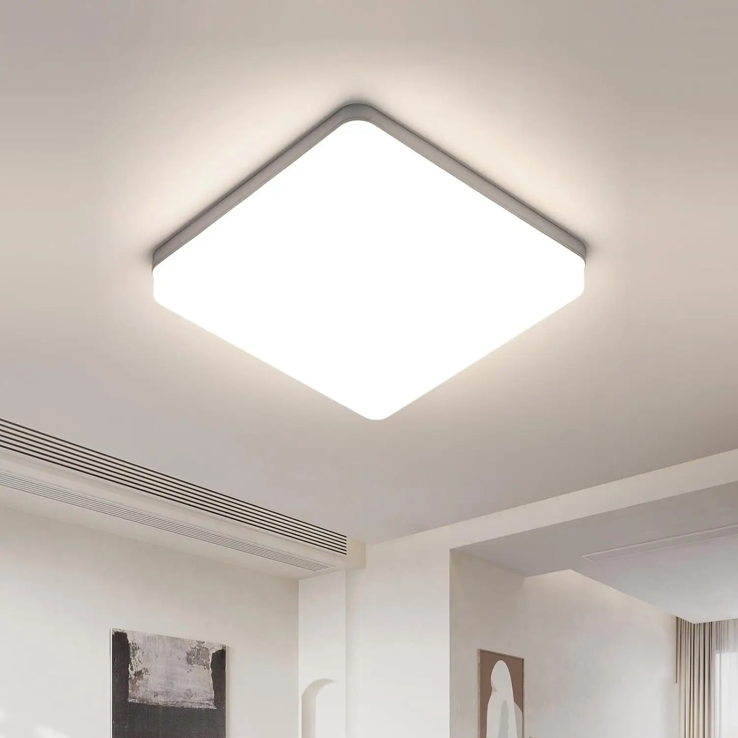 Square LED Ceiling Light, LED Ceiling Lamp, IP44 LED Ceiling Light, Ceiling Light Fixture Applicable to Bathroom, Living Room, K