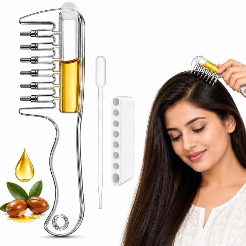Scalp Care Hair Tools Anti-Loss Hair Growth Massage Comb Built-in Liquid Tank Roller Ball Teeth Scalp Oil Applicator Comb
