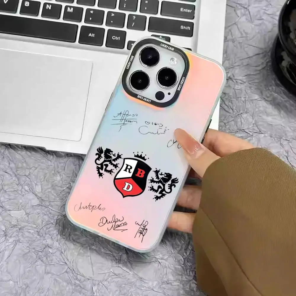 1 funda de teléfono R-RBD R-Rebeld láser IMD Color carcasa plateada para IPhone 17 16 15 14 13 12 11 Air Pro Max Plus