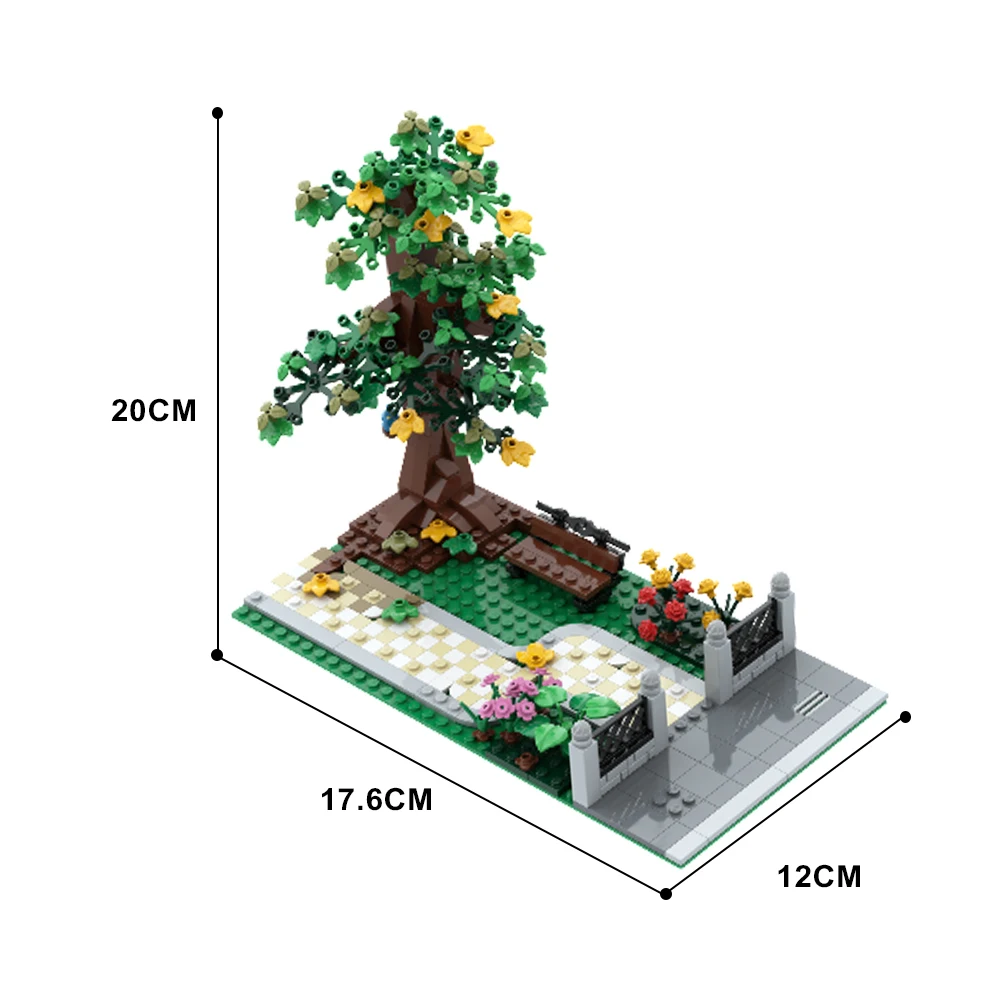 Gobricks MOC Little Park Plantar árvores Blocos de construção Conjunto Street View Architecture Plant Accessories Big Tree Bricks Toy Kid Gift