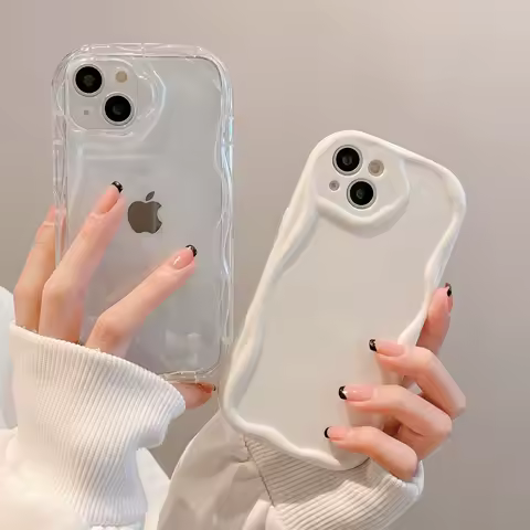 Soft Transparent Shockproof Phone Case For Samsung S24 S23 S22 Ultra S21 S20 FE A55 5g A25 A54 A34 A15 A23 A24 Curly Wave Cover