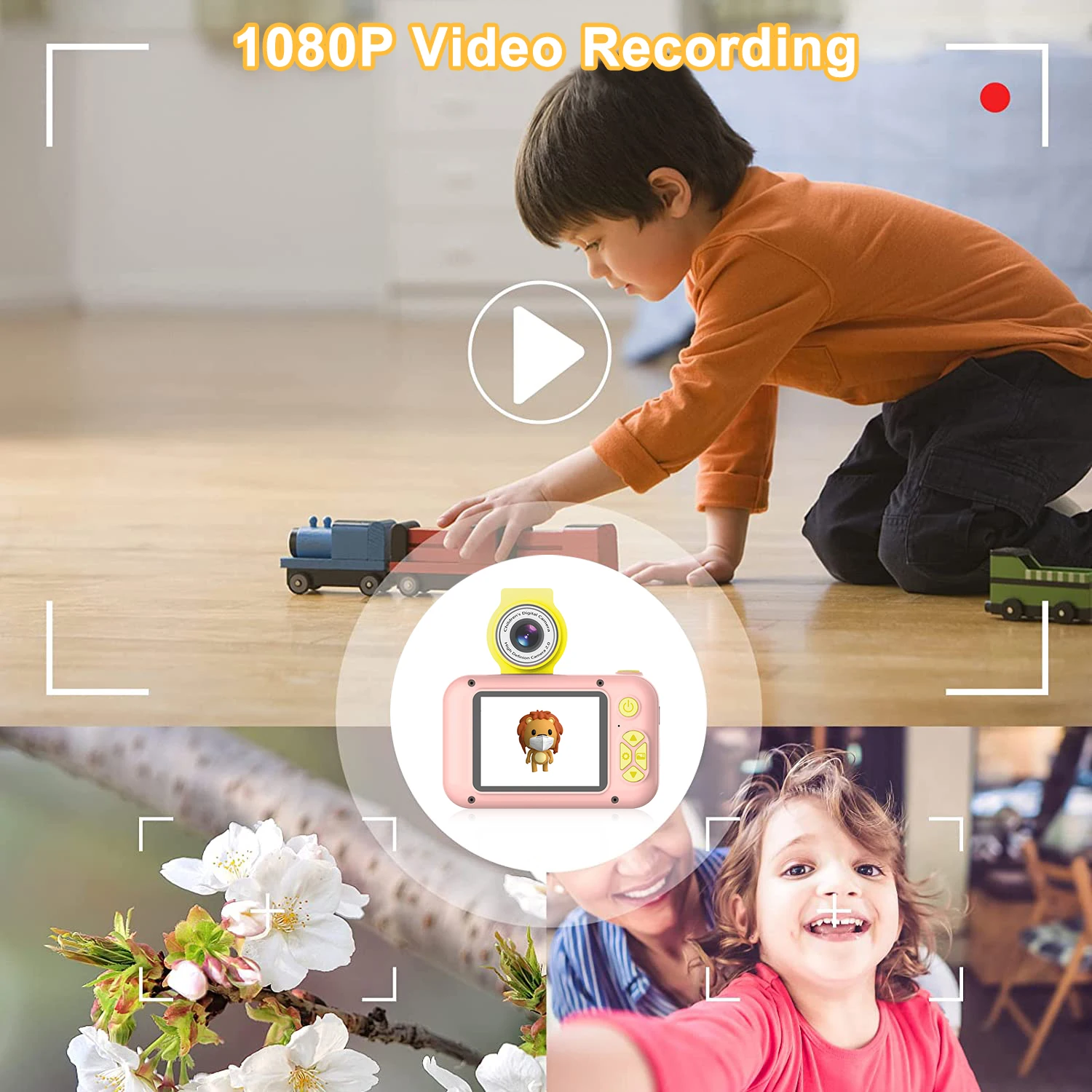 أطفال كاميرا الأطفال كاميرا رقمية مع عدسة الوجه 1080P 2.4 بوصة HD شاشة مسجل فيديو كاميرا للطفل هدية عيد ميلاد