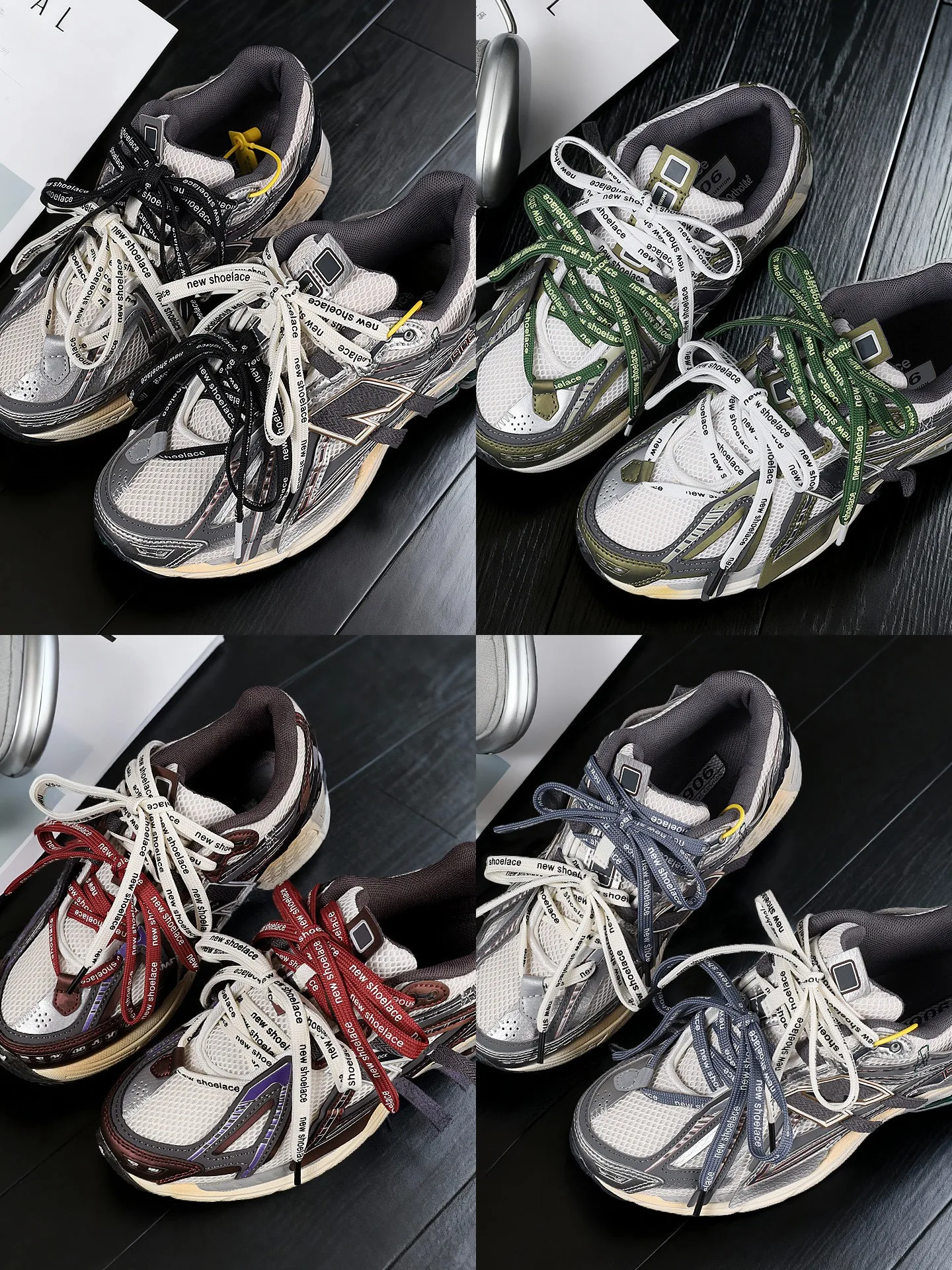 1 Pair Fashion Contrast Color Letter Print Flat Shoelaces Dual Layer Black White Trendy Shoe Laces Accessories