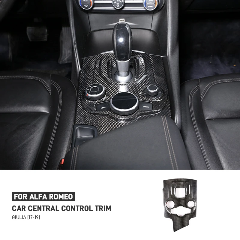 For Alfa Romeo Giulia 2017-2019 Real Carbon Fiber Car Center Console Gear Shift Panel Frame Cover Trim Car Interior Accessories