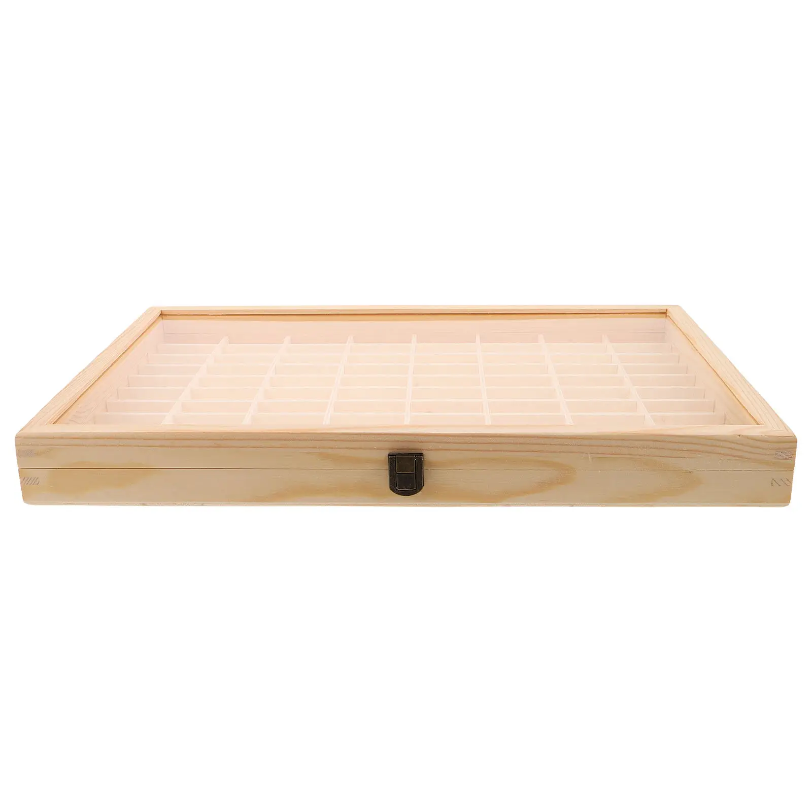 Crystal Specimen Storage Box 80 Compartment Wooden Modular Display Case for Rock Mineral Crystal Collection Organizing Decor