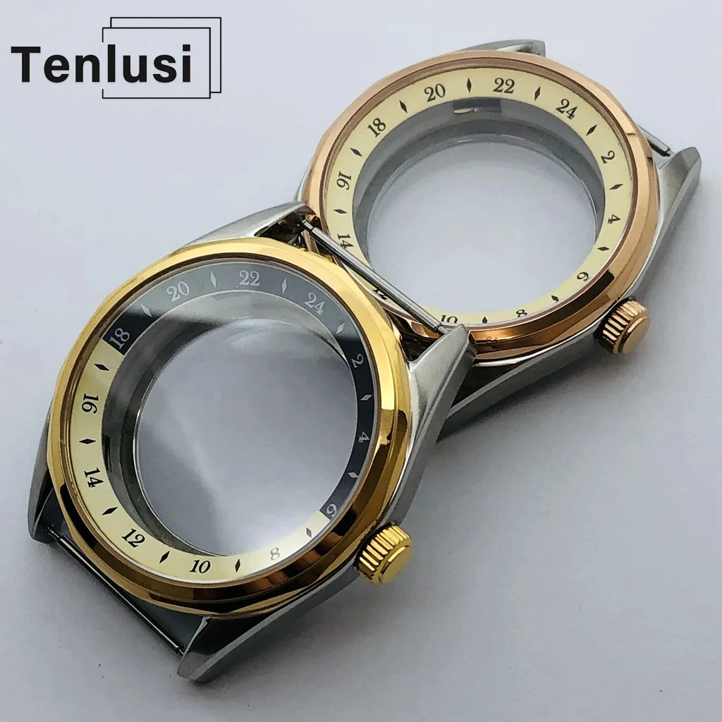 Tenlusi 39mm NH35 NH34 NH36 NH38 NH39 NH70 NH72 Watch Case Sterile Sapphire Glass Chapter Ring Silver Gold Rose New Case