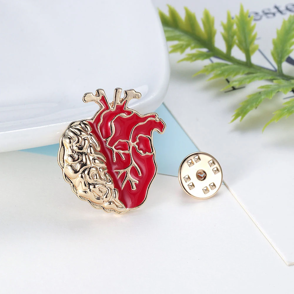 Hanreshe Anatomy Brain Heart Enamel Brooch Pins Medical Lapel Backpack Scarf Badge Jewelry for Doctor Nurse Medicine Student