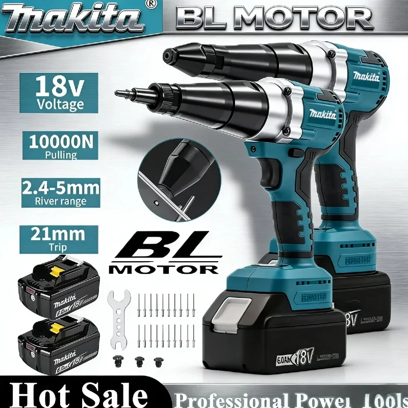 

Makita Brushless Electric Rivet Gun LED Cordless Rivet Nut Gun Automatic Riveting For 18V Battery Tool