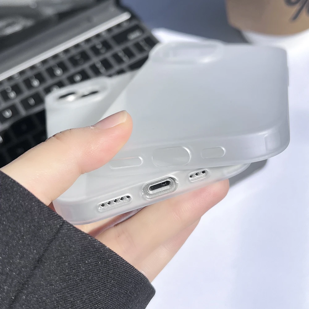 Ultra Thin Matte Translucent Clear Phone Case For iPhone 16 15 14 Pro 11 13 12 Pro Max Mini Shockproof Slim Skin Silicone Cover