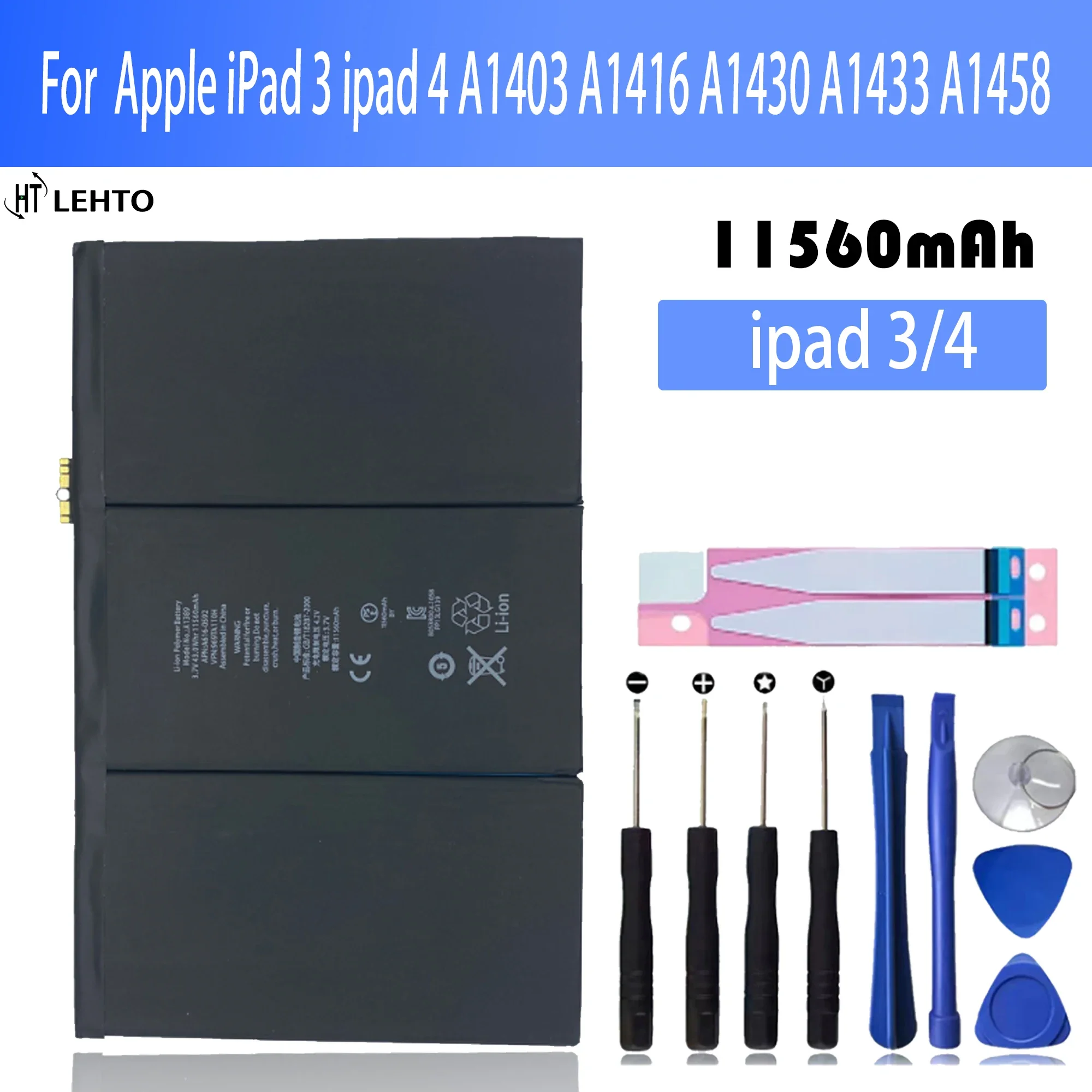 

EOENKK A1389 Battery For iPad 3 A1403 A1416 A1430 A1433 A1458 iPad3 iPad4 tablet Repair Part Original Capacity Tablet Batteries