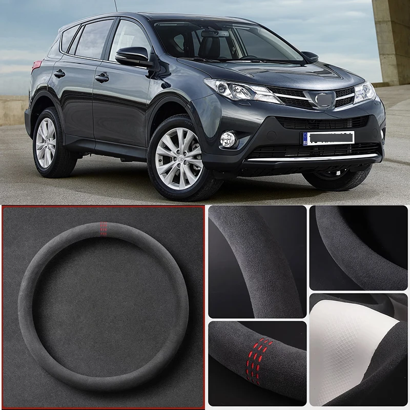 

Alcantara Anti-Slip Black Suede Leather Car Universal Steering Wheel Cover For Toyota RAV4 Car Accessories