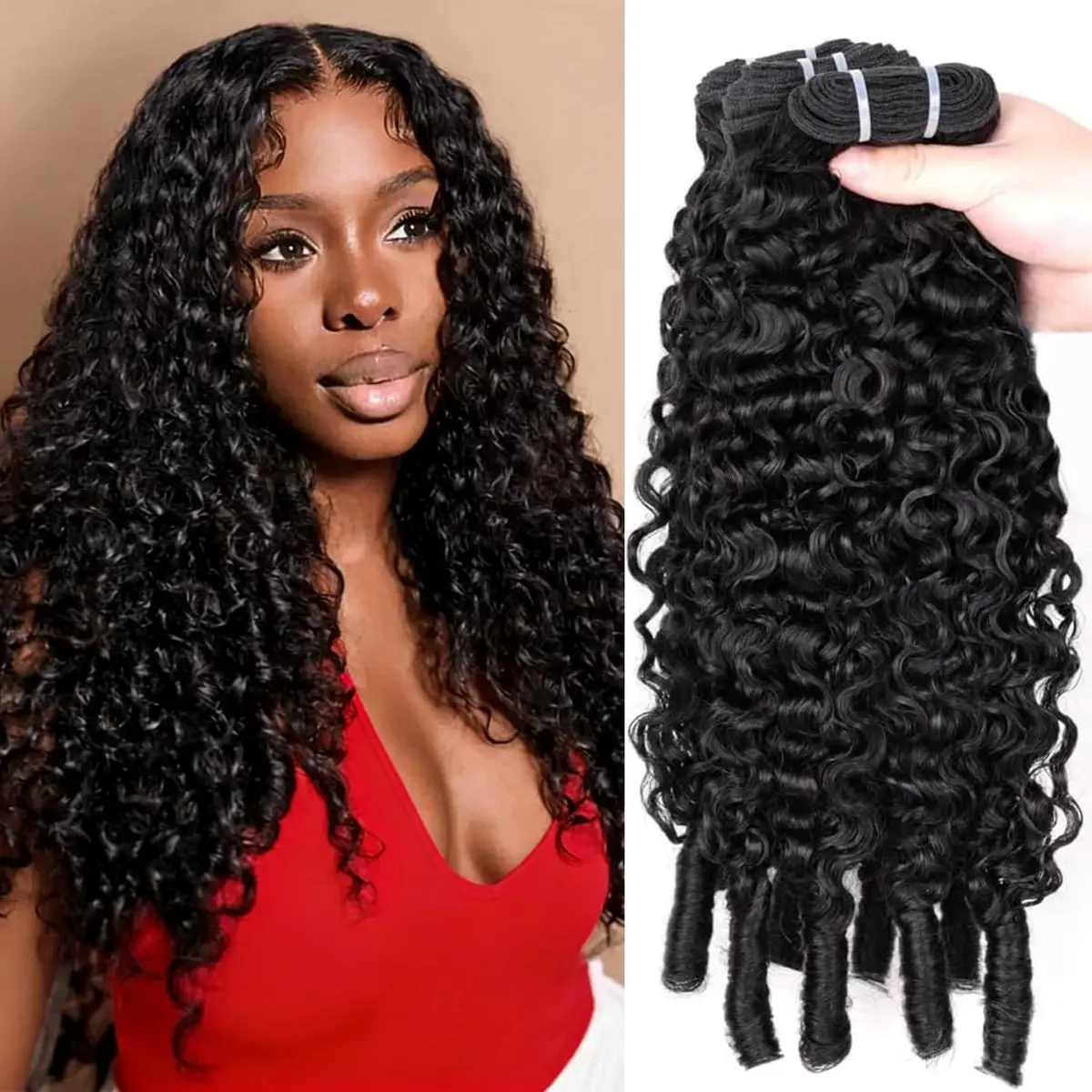 

Sleek BURMESE CURLY Human Hair Bundles For Women 30 Inch Natural Black Single Burmes Curl Human Hair Bundles