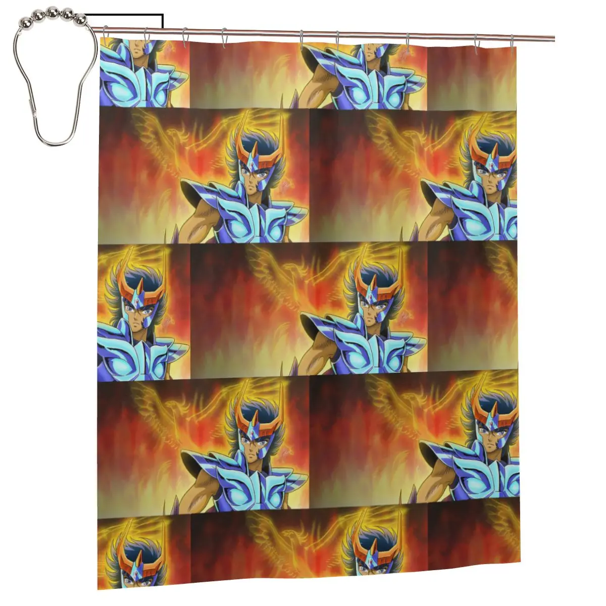 

Занавеска для душа Saint Seiya Knights Of The Zodiac Ikki Phoenix, полиэстеровая, водонепроницаемая, с крючками