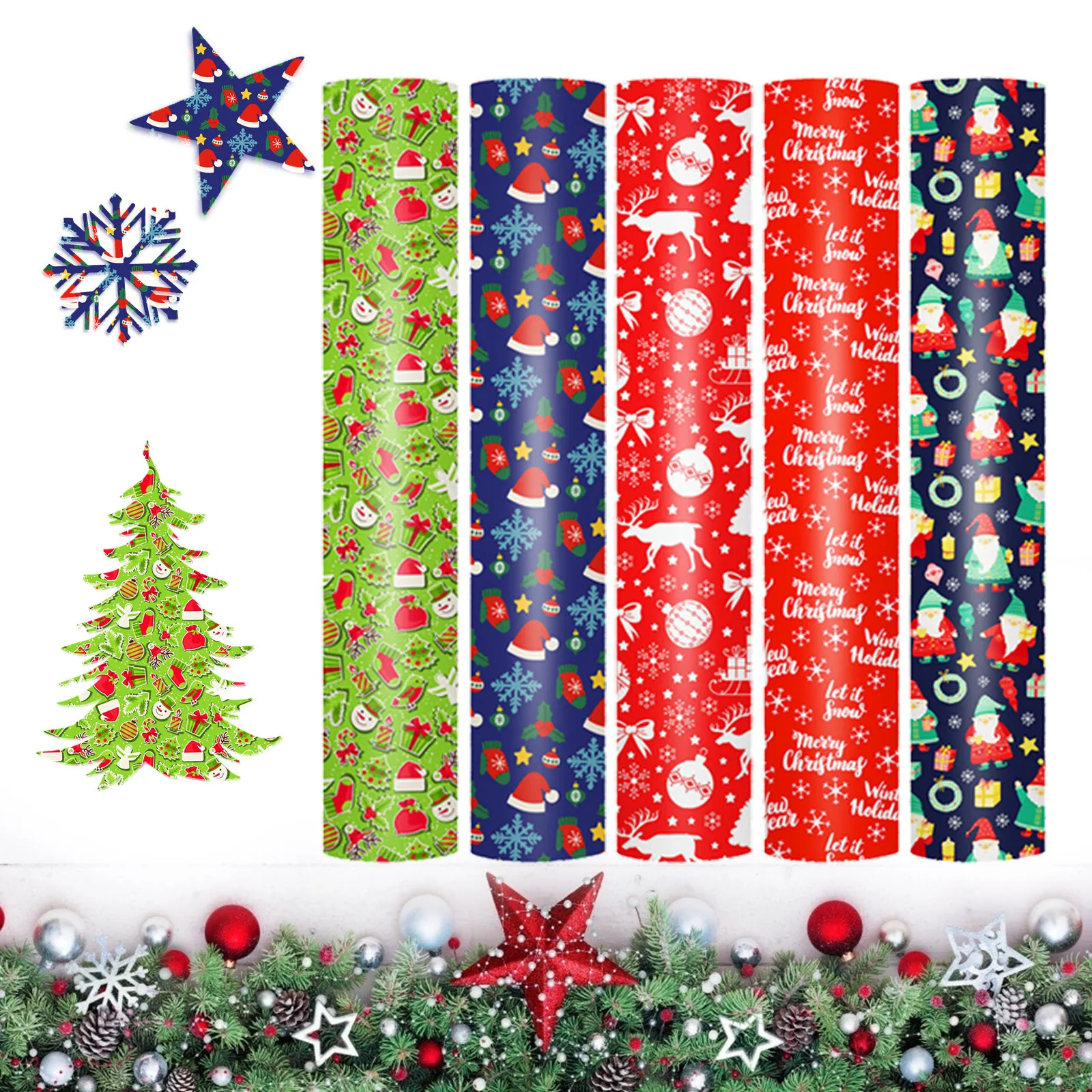 Christmas Vinyl Heat Transfer Iron On DIY Garment Christmas Heat Transfer HTV Engraving Film Clothing Print Vinyl DIY