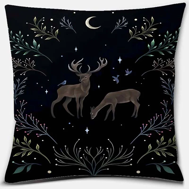 Funda de almohada decorativa con diseño de Luna Animal, decoración cuadrada para el hogar y la Oficina, funda de almohada