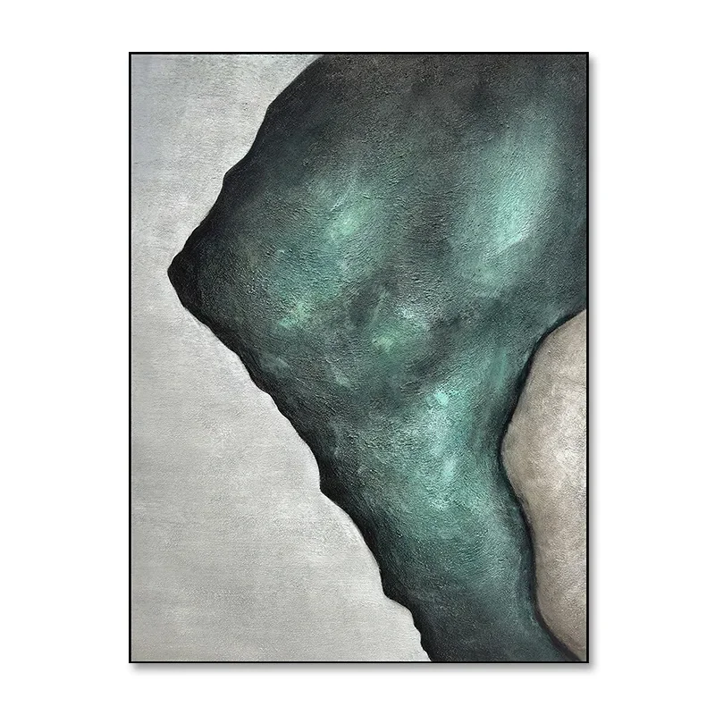 

Pure hand-painted decorative paintings, turquoise green light luxury oil , bedroom, living room entrance hanging paintings,