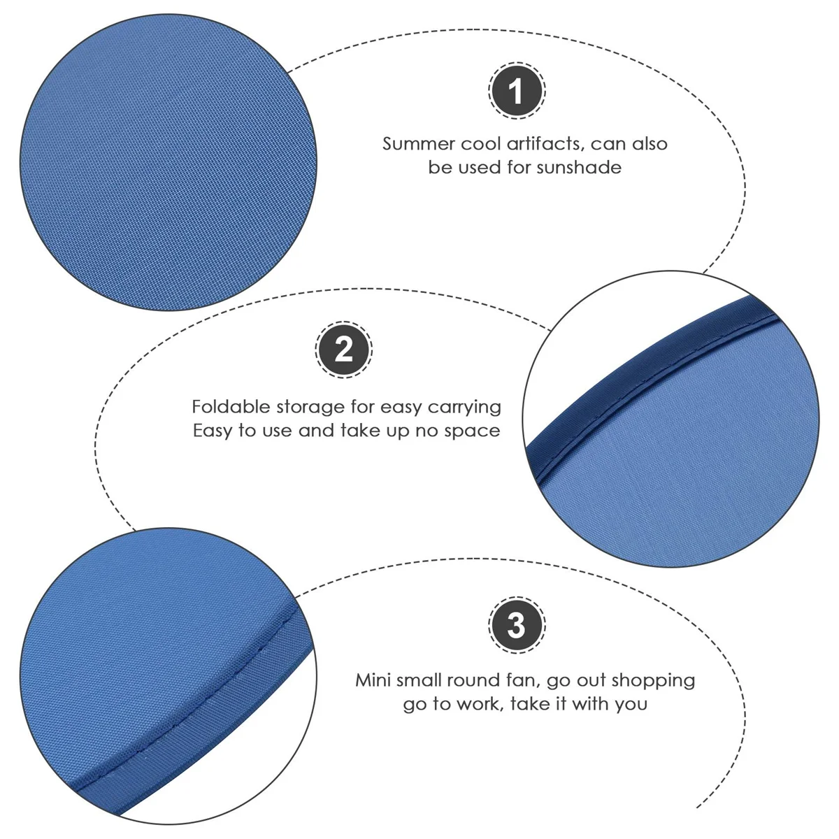 

Foldable Circular Fan Foldable Round Fan-Blue