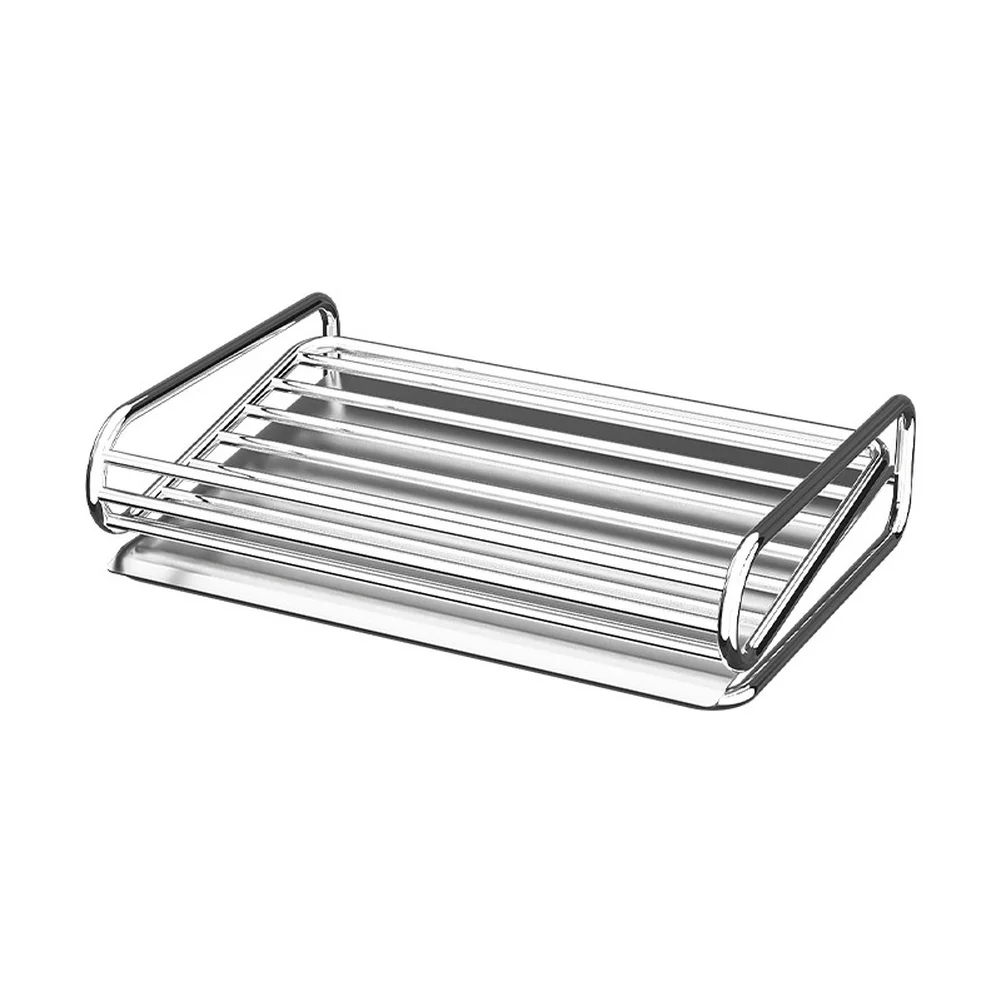 Square 304 Stainless Steel Soap Holder with Optimized Tilt and Ventilation for Reduced Moisture Retention in High Humidity Areas