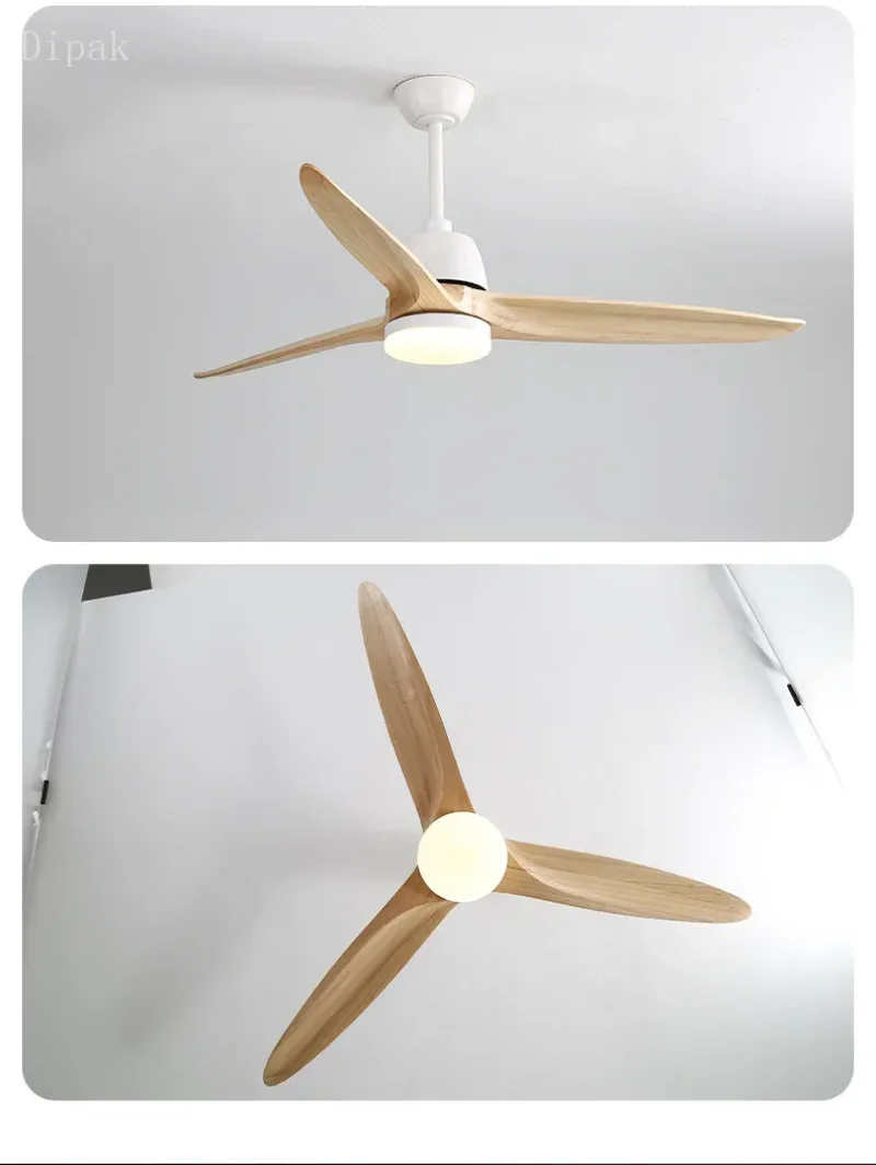 Solid wood Gale 56 Inch LED Ceiling Fan Light Strip 6 Speed Remote Energy Saving DC Motor Matte White