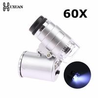 60X Illuminated Microscope Portable Handheld Jeweler Magnifier With LED Light Mini Pocket Magnifying Glass For Home And Office