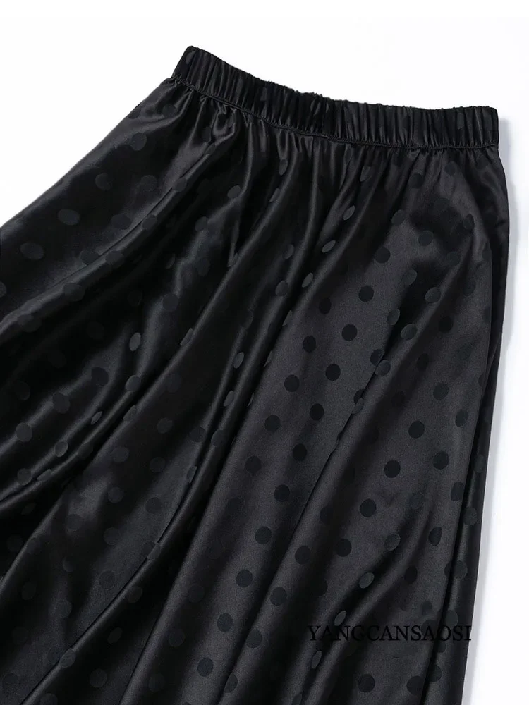 Women's Fashion Clothing 93% Natural Mulberry Silk Elastic Jacquard Satin Diagonal Cut Sagging Feeling 3.5m Large Swing Skirt