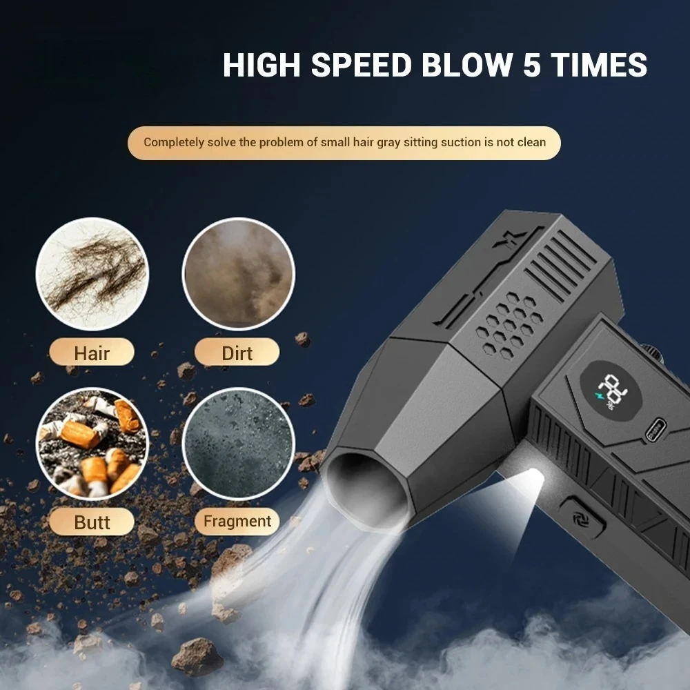 450000RPM Electric Air Blower Brushless Motor with LED Light 6000mAh With battery Display Turbo Fan Portable Vacuum Cleaner Car