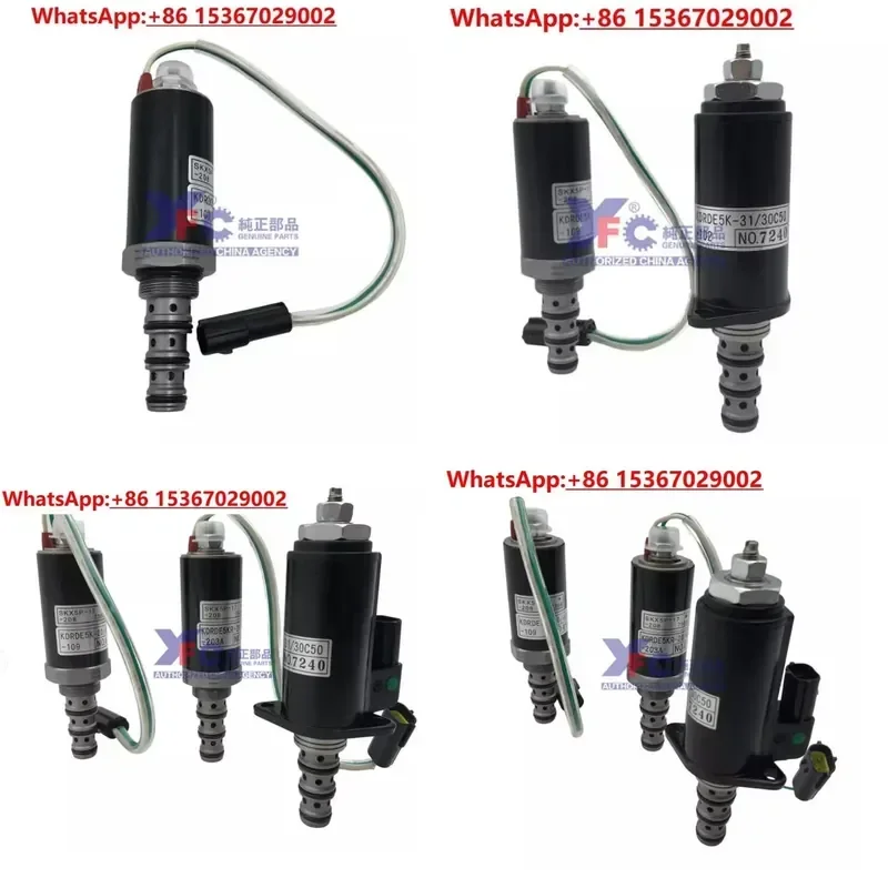 Hydraulic Pump Solenoid Valve YN35V00041F1 30C50 for Kobelco Excavator SK200 SK230 SK250-6E-8 Replacement Parts