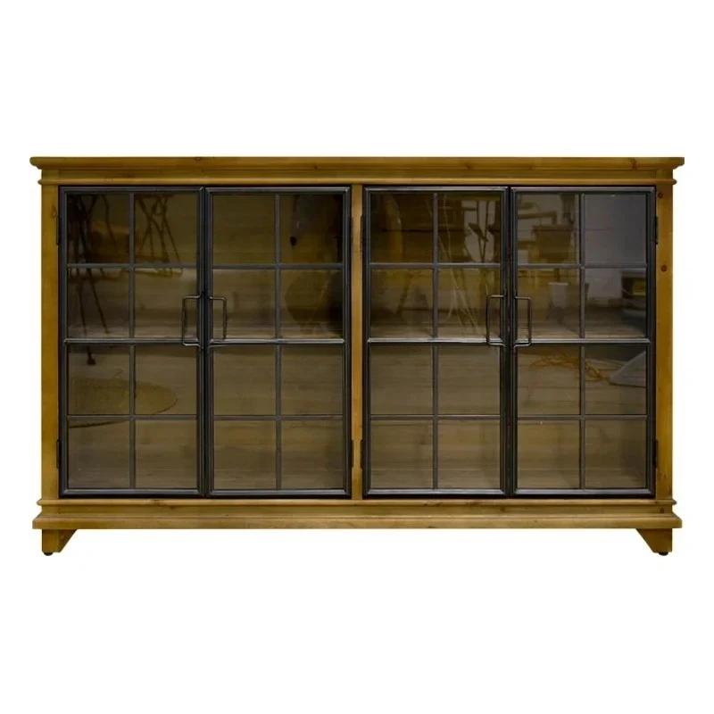 

Solid Wood Sideboard Industrial Style Locker Kitchen Equipment Sideboard Large Capacity Glass Cabinet