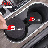 2Pcs Leather Coaster Anti-noise Water Cup Pad Cushion For Audi A1 A2 A3 A4 A5 A6 A7 A8 Quattro TT Q1 Q2 Q3 Q4 Q5 Q6 Q7 Q8 RS3 B8