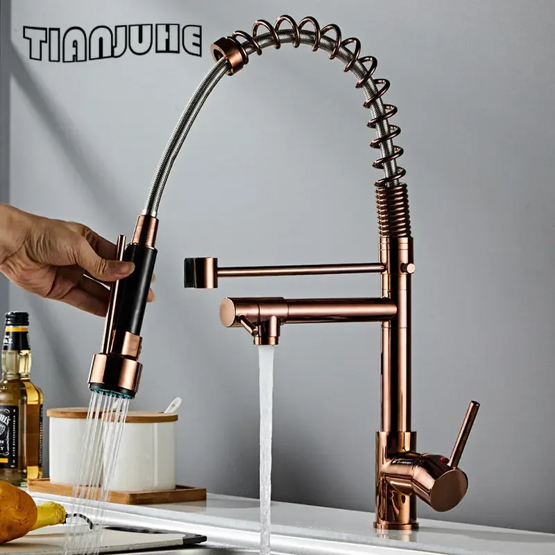 Kitchen Faucet with Pull Down Sprayer High Arc Single Handle Spring Kitchen Sink Faucet Brushed Nickel Modern rv Kitchen Faucets