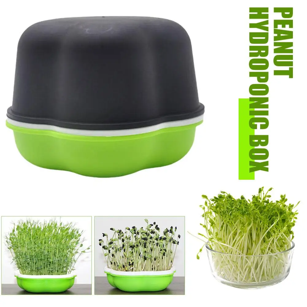 4pcs Garden Hydroponic Peanut Sprout Box Bean Pea Wheat Seedling Sprouter Tray Cat Grass Grow Germination Soilless Planting Pot