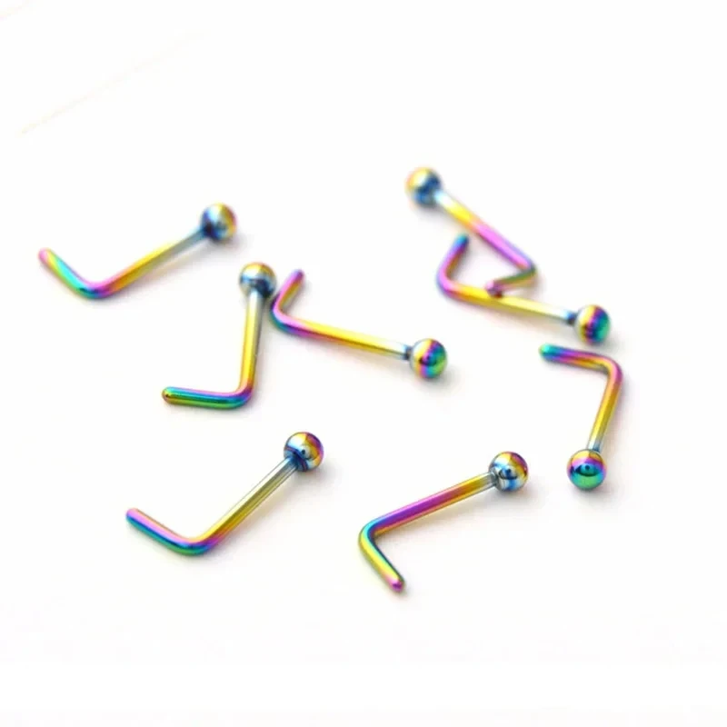 1pcs Stainless Steel Nose Stud L Shape Nose Rings Nostril Piercing Straight Body Jewelry Gift For Woman and Man