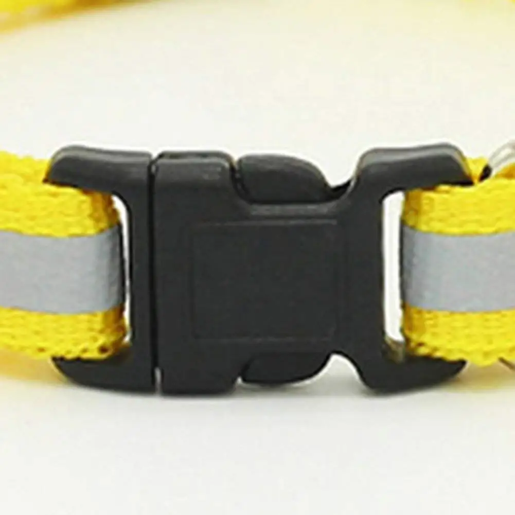 

Practical Adjustable Reflective Pet Collar Safety Release Buckle with Bell for Cat Dog (Yellow)
