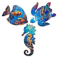 Metal Ocean Wall Art Fish Seahorse Turtle Wall Decor Indoor Outdoor Wall Decoration of Living Room Bedroom Bathroom Yard Pool