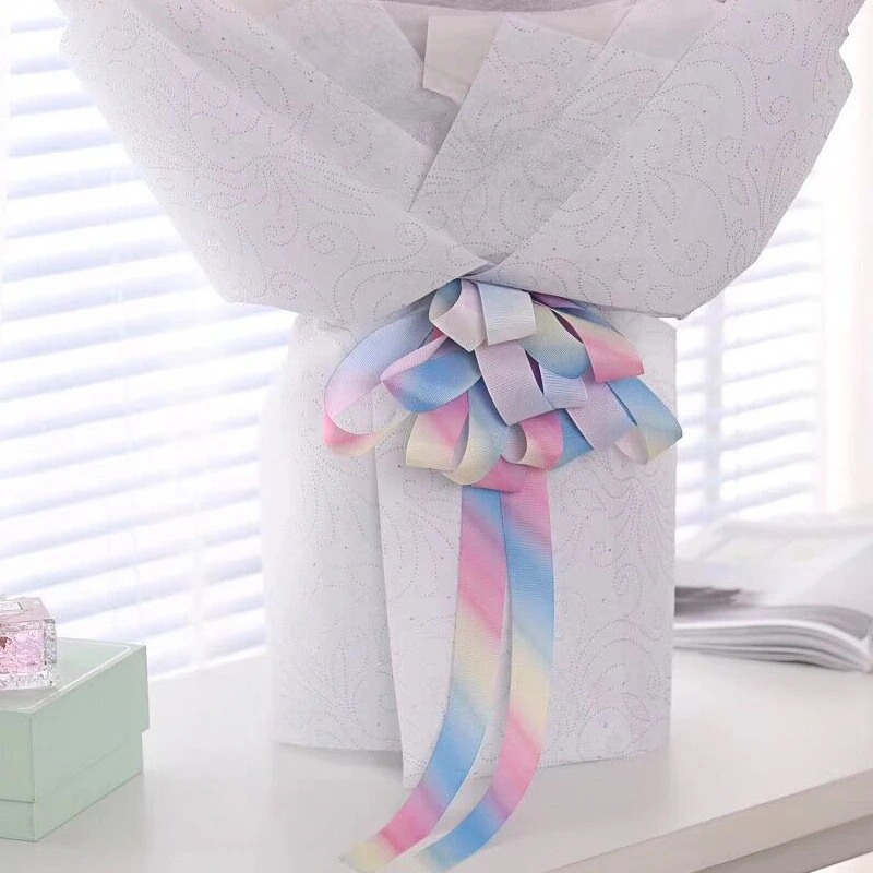 Nastro per imballaggio regalo arcobaleno, confezione per bouquet di fiori, Nastri per Grosgrain fai da te, rotolo da 45 metri