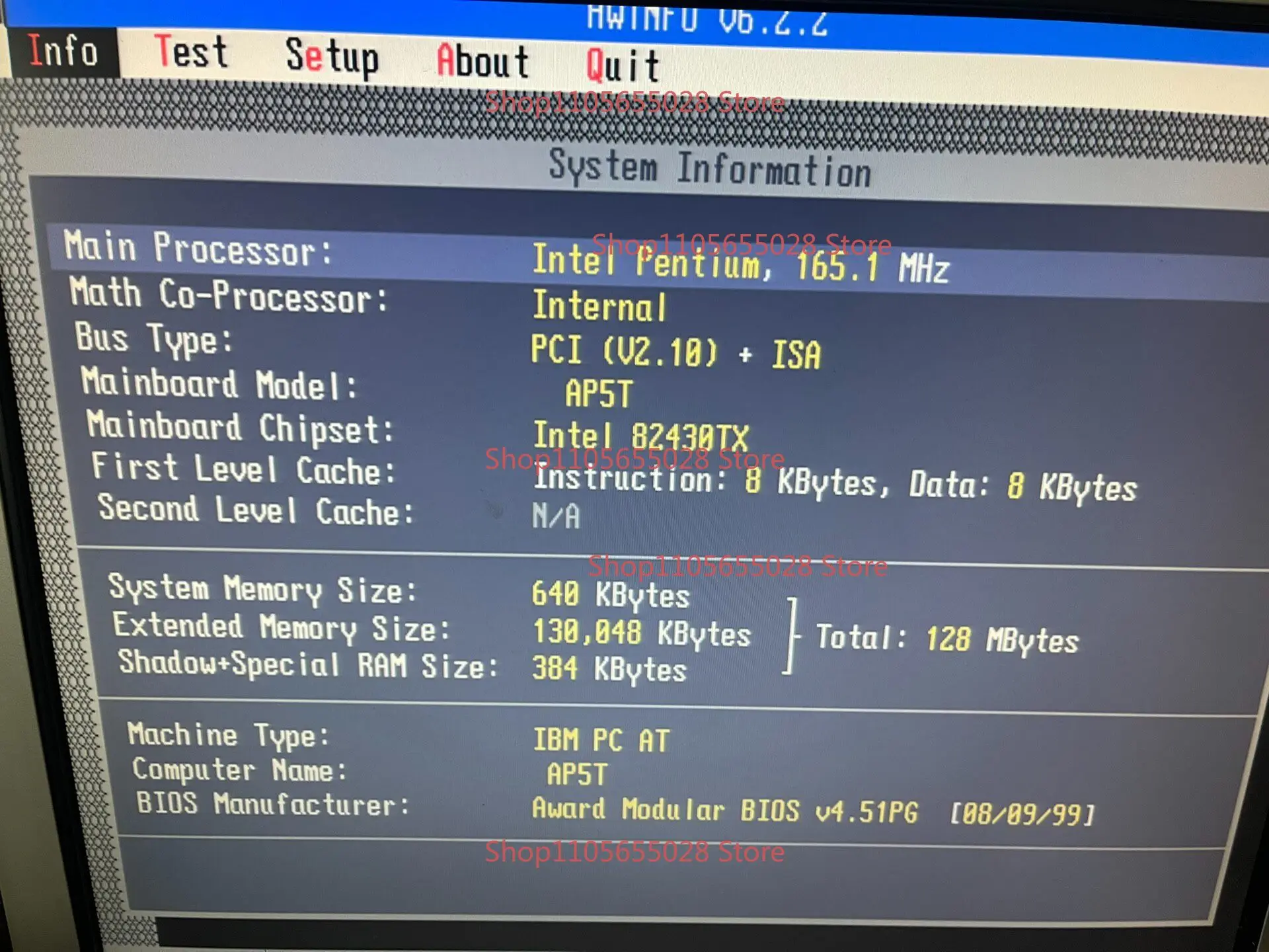 For Intel P54c Processor, Pentium 586cpu Frequency 133Hz, 166Hz