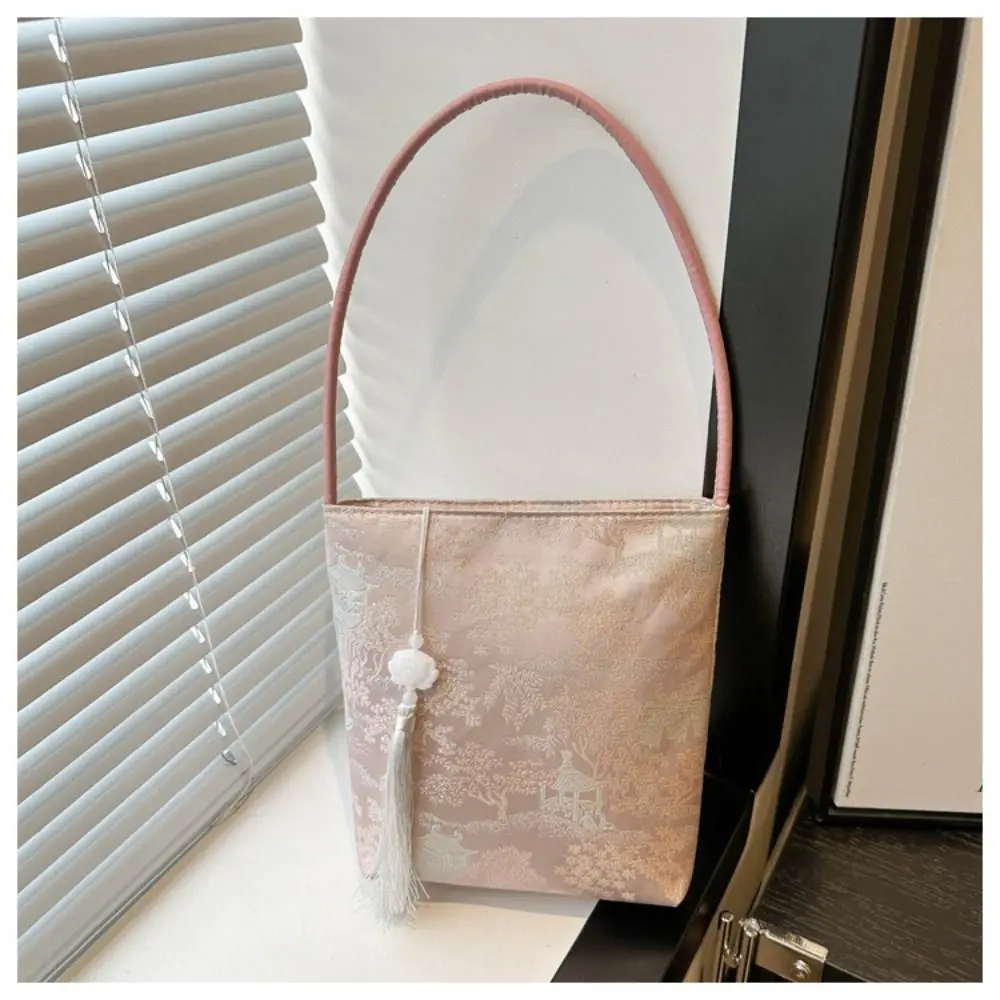 

Printed Embroidery Shoulder Bag Large Capacity Floral New Chinese Style Handbag Tote Bag Handbag Flower Underarm Bag Women