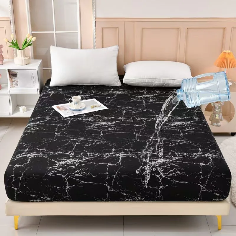 1 Sábana Ajustable 100% Poliéster Cepillado con Estampado Floral, Protector de Colchón Impermeable Transpirable y Cómodo para el Hogar